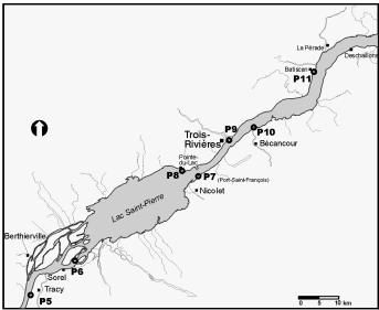 Figure 1: Localisation des sites chantillonns au cours de lt 1999