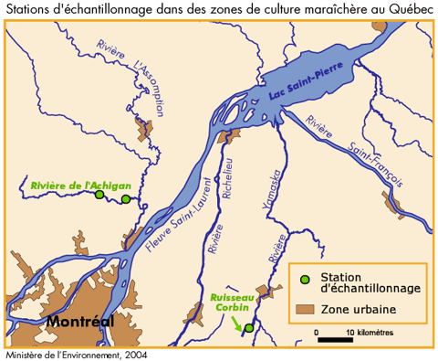 Stations d'chantillonnage dans les zones de culture marachre au Qubec