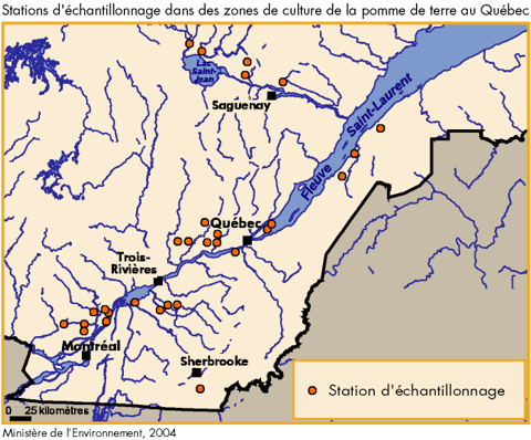 Stations d'chantillonnage dans des zones de culture de la pomme de terre au Qubec