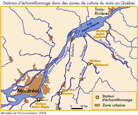 Stations d'chantillonnage dans les zones de culture du mas au Qubec