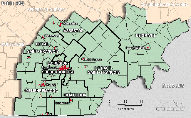 Source :	Carte tire de l'Atlas du Qubec et de ses rgions  l'adresse Internet : http:/www./atlasduquebec.qc.ca