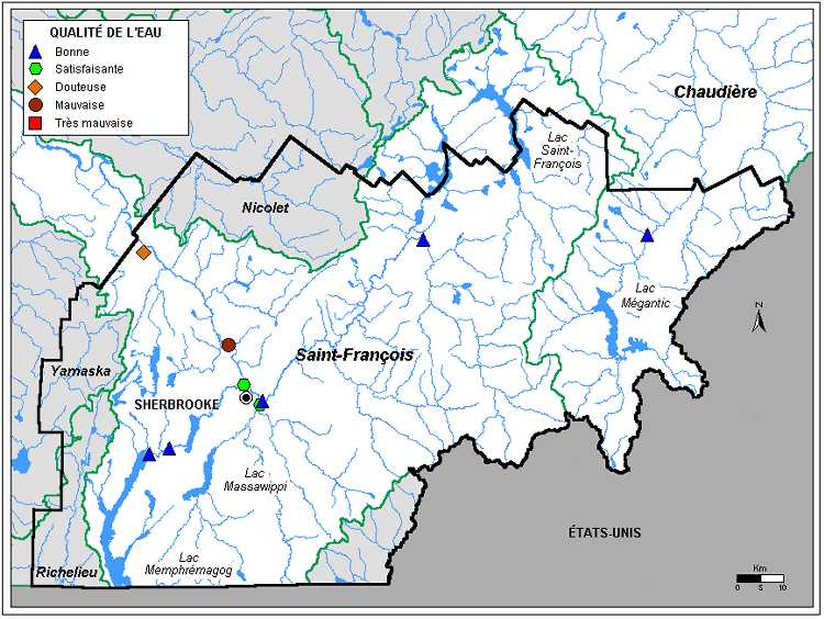 Carte 3.1 : Qualit de leau des rivires de la rgion de lEstrie