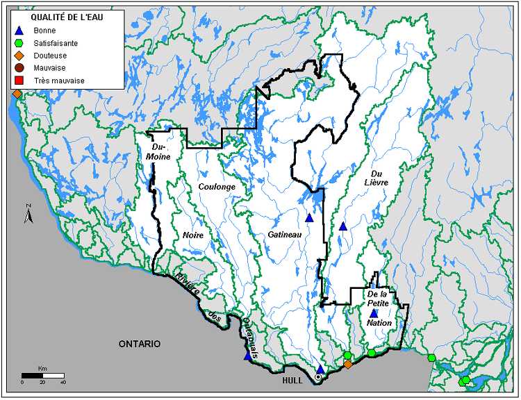 Carte 3.1 : Qualit de leau des rivires de la rgion de lOutaouais