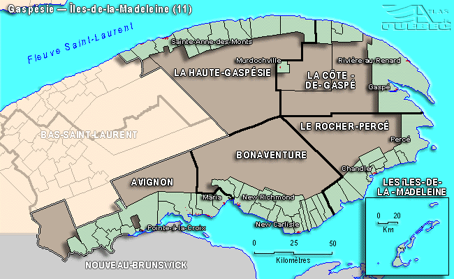 Source : Carte tire de l'Atlas du Qubec et de ses rgions  l'adresse Internet : http://www.atlasduquebec.qc.ca