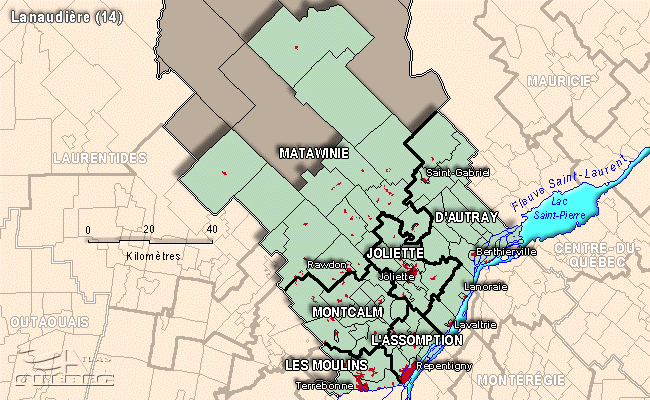 Source : Carte tire de l'Atlas du Qubec et de ses rgions  l'adresse Internet : http://www.atlasduquebec.qc.ca