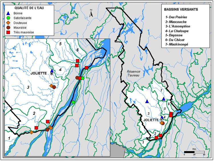 Carte 3.1 : Qualit de leau des rivires de la rgion de Lanaudire