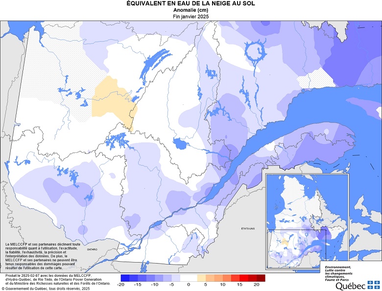 Équivalent en eau de la neige au sol­ anomalie (cm)