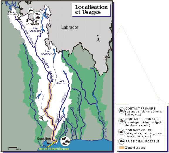 Carte de localisation et des usages de l'eau