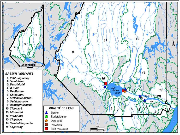 Carte 3.1 : Qualit de leau des rivires de la rgion du Saguenay - Lac-Saint-Jean