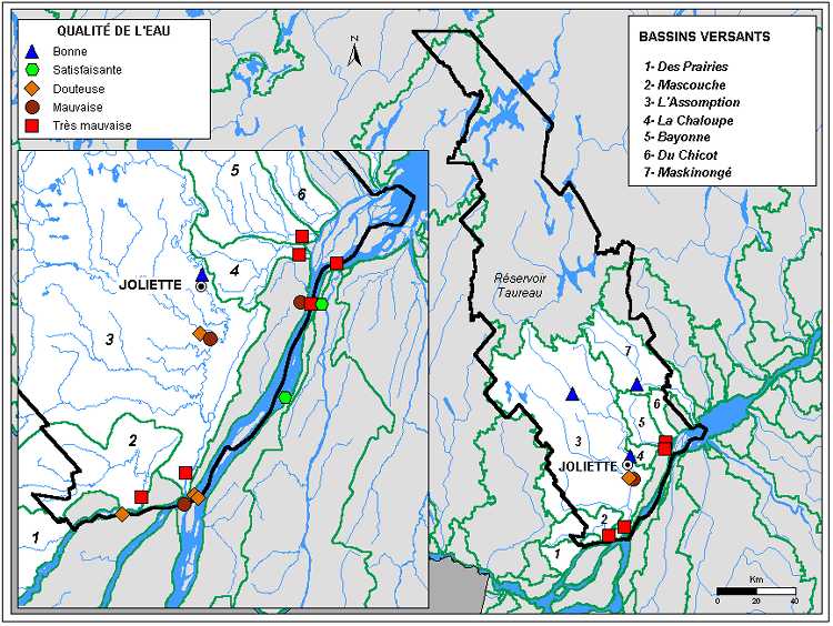 Carte 3.1 : Qualité de l’eau des rivières de la région de Lanaudière